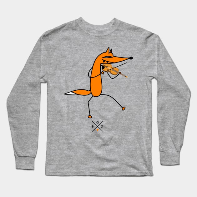 Fox and violin Long Sleeve T-Shirt by spontania